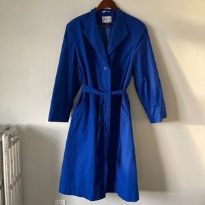 Royal Blue Trenchcoat Made in Canada Vintage Misty Harbour Niccolini Belted EUC